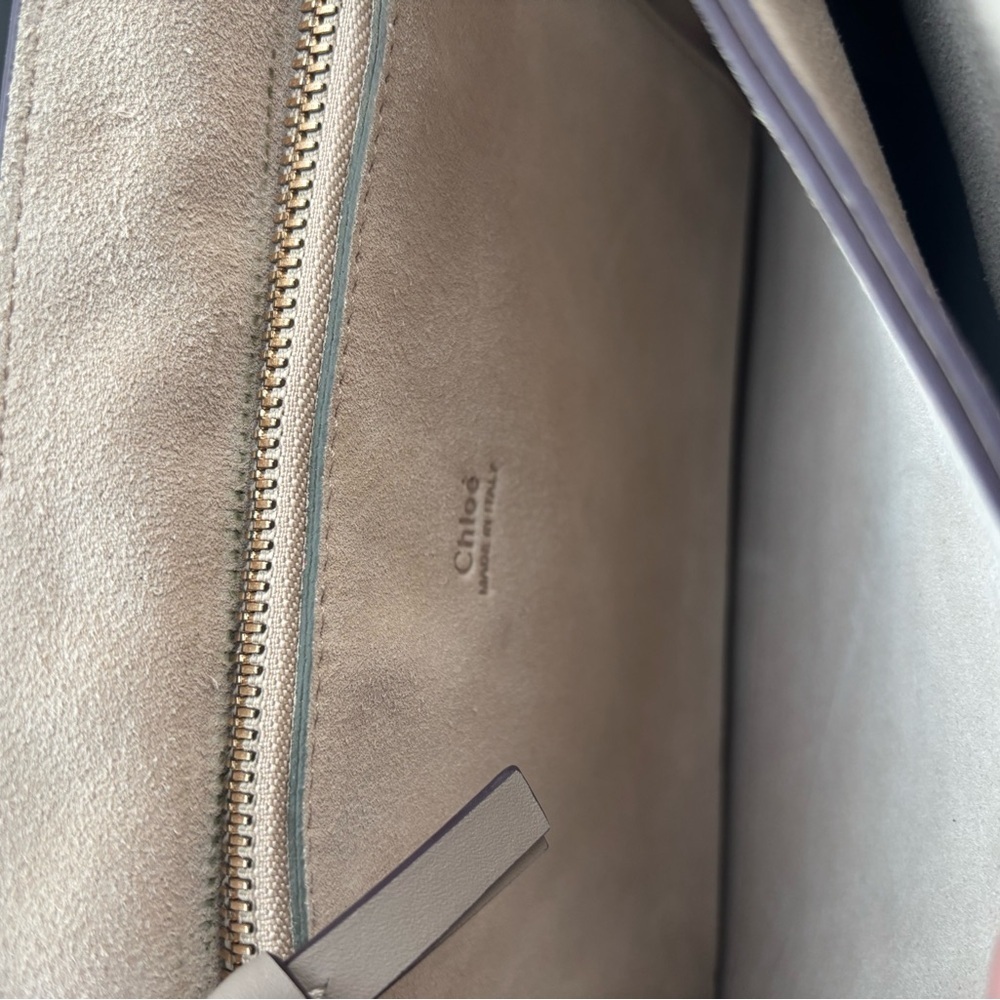 Chloé Faye Medium Shoulder Bag Suede & Leather Motty Grey - Picture 14 of 16